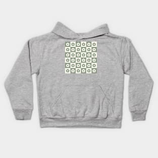 Sage Green Vintage Flower Checkers Kids Hoodie